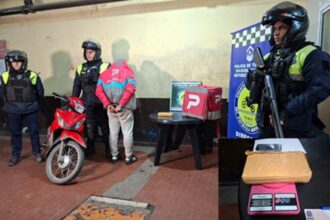 Detuvieron a un "Pedidos Ya" que llevaba más de un kilo de cocaína en la mochila